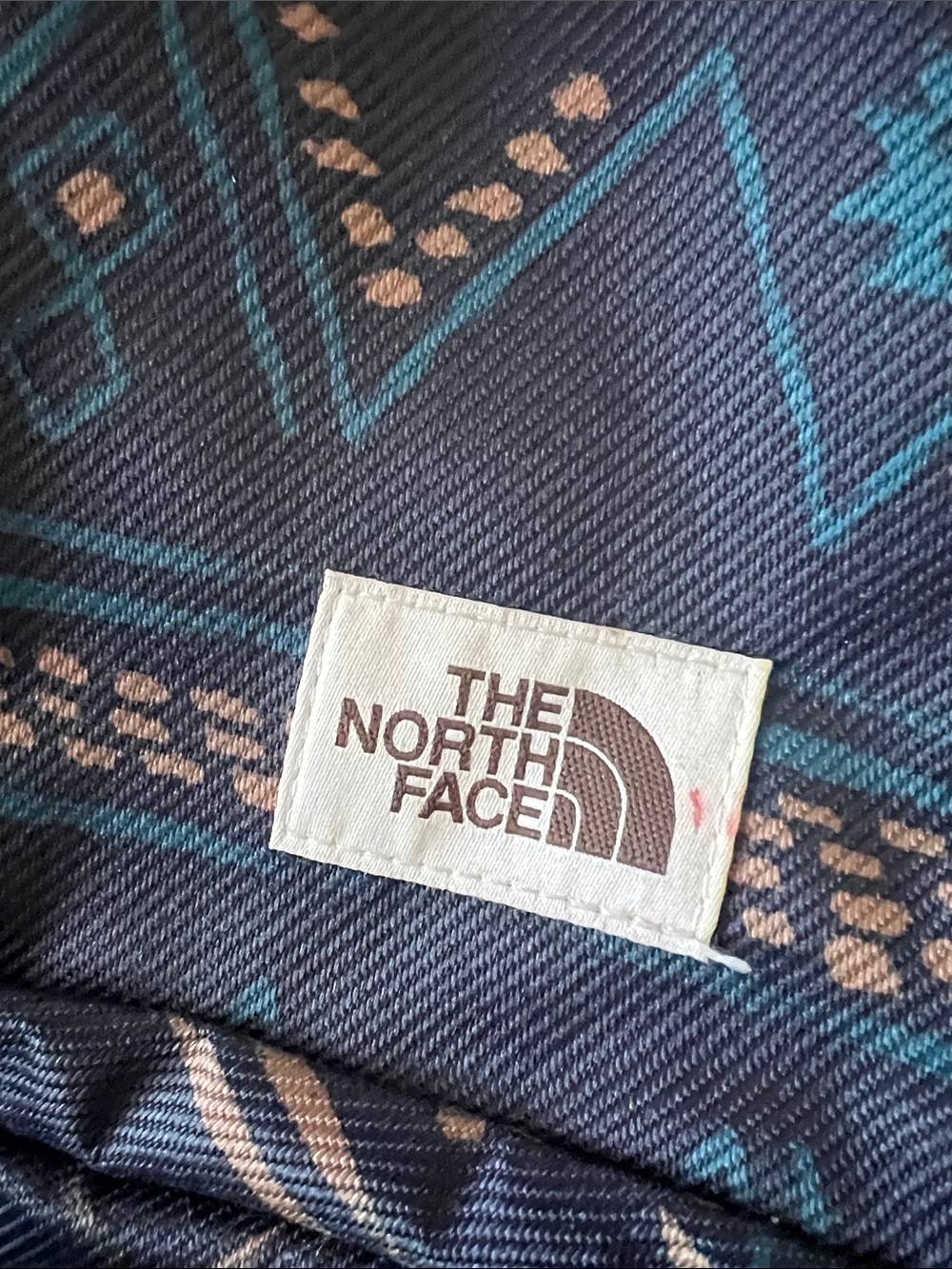 The North Face Patterned Messenger Bag in Khaki Tan Brown & Teal - Picture 2 of 7